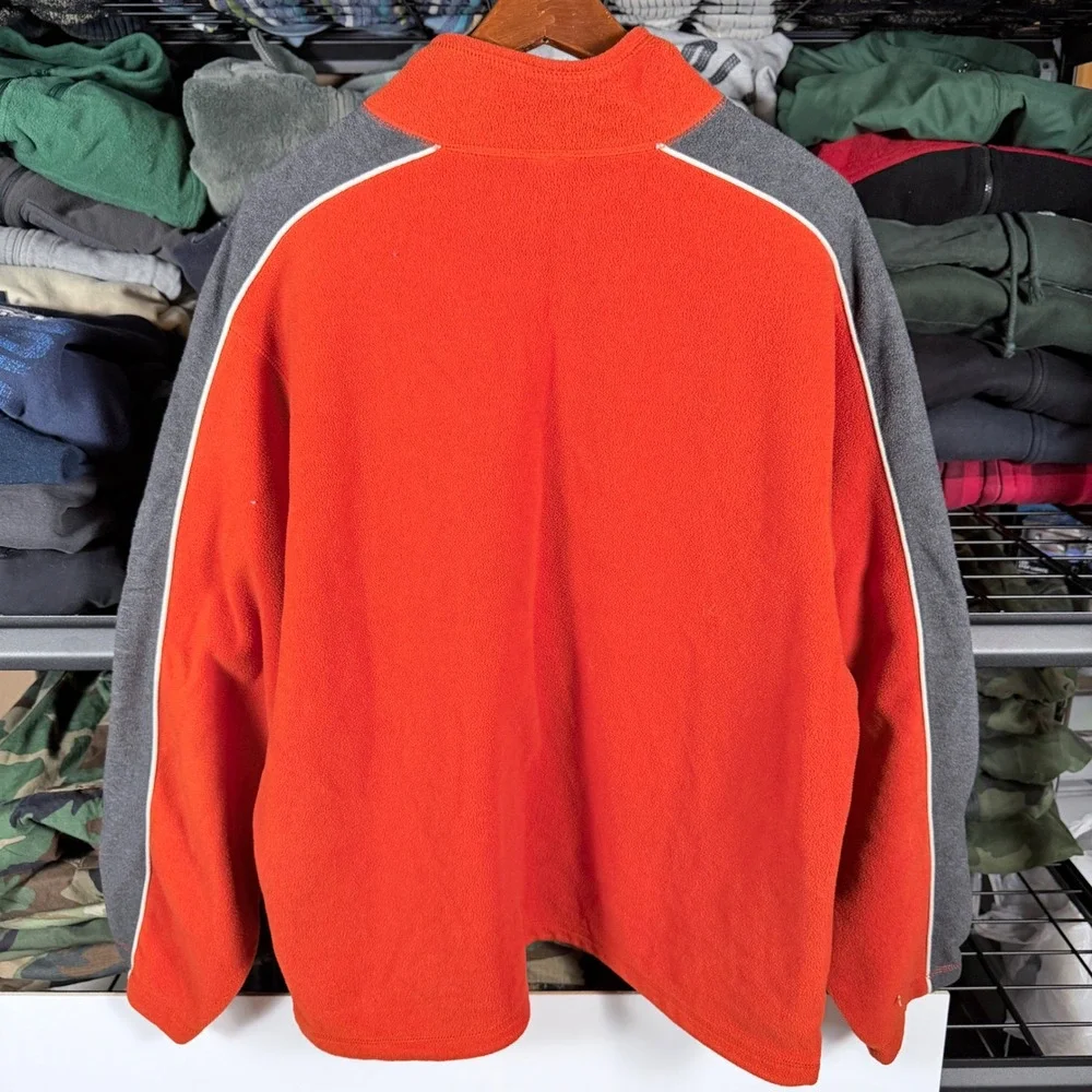 OLD NAVY Mens Orange Gray Colorblock Fleece‎ Pullover Sweatshirt XL